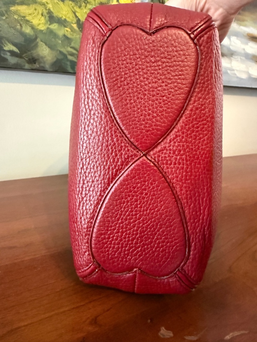 Brighton Soft Red Pebbled Leather Shoulder Bucket Bag w/ OG Charm | Vintage - Picture 8 of 16